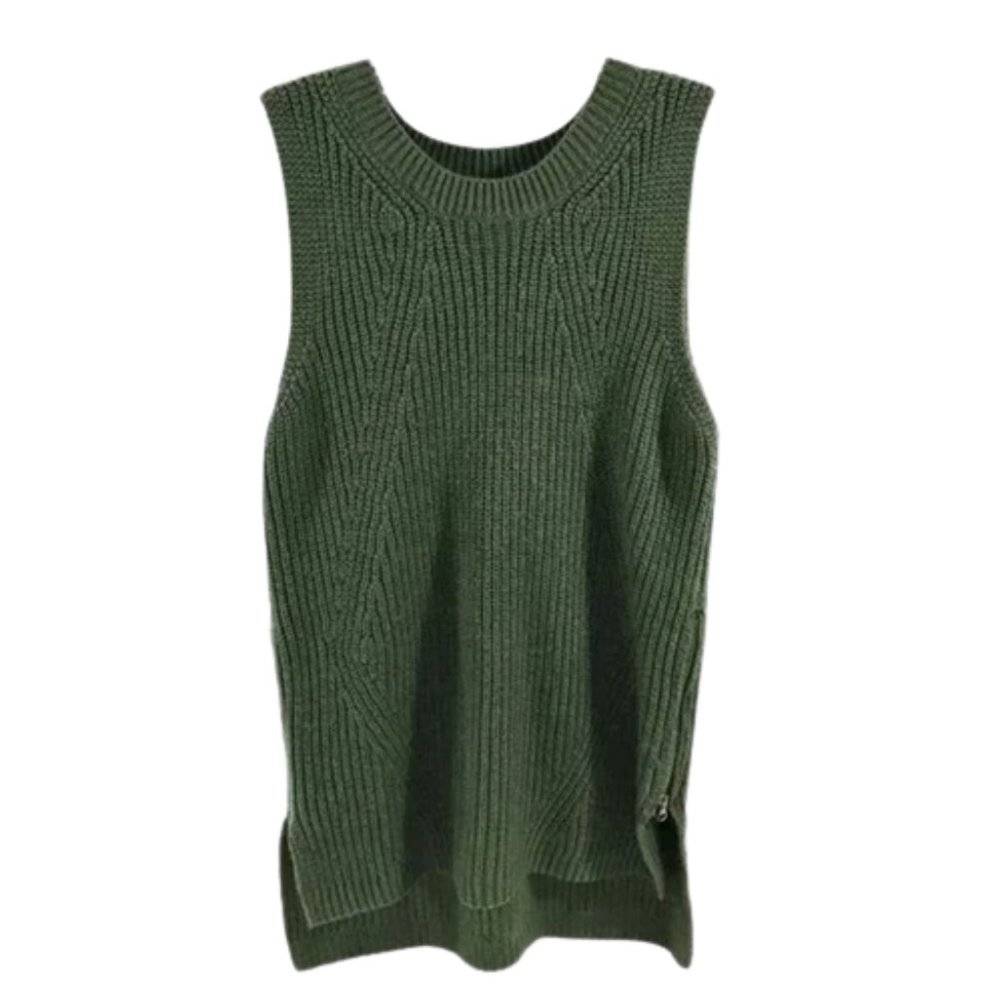 Shaker Sweater Zipper Sides Olive Green, Windsor M